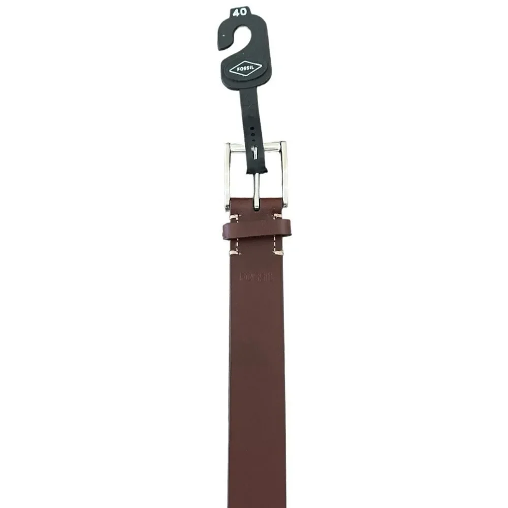 Fossil Mitchell Men's Brown Leather Belt - Size 40 - NWT 1-1/8” Width